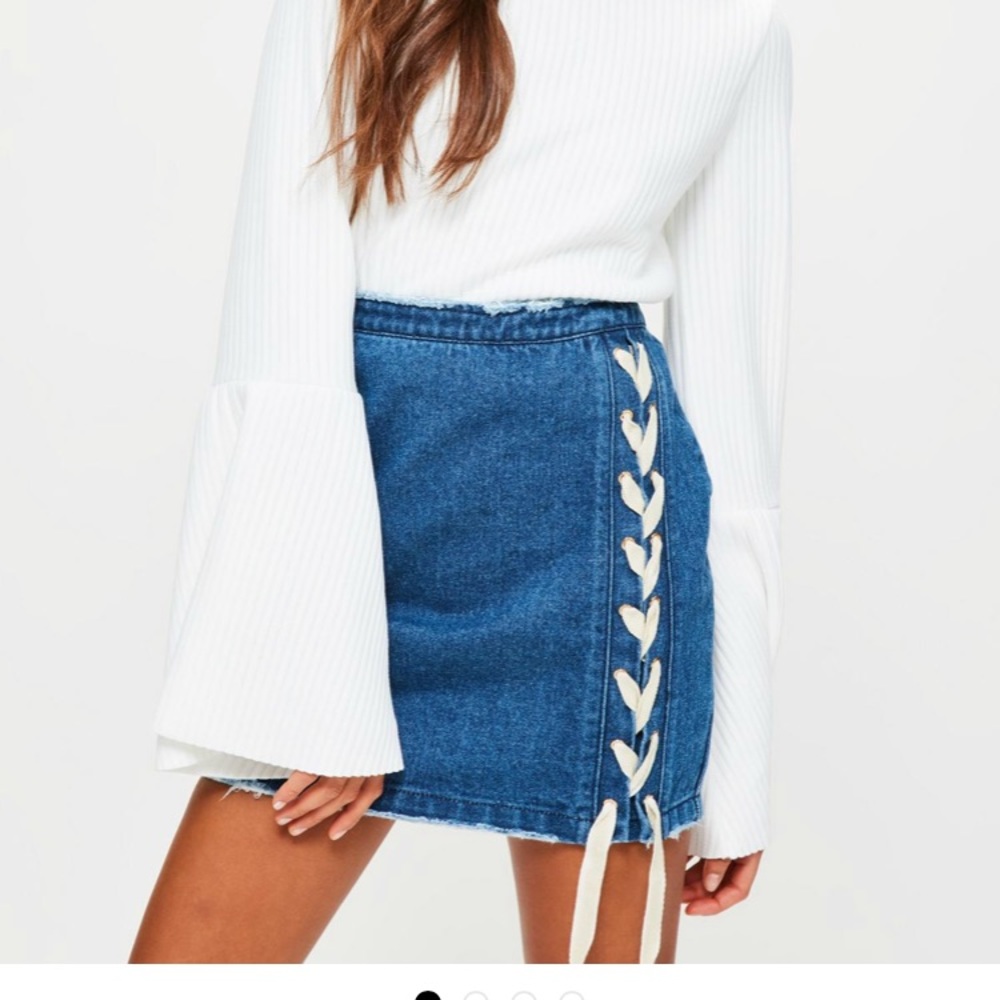 Denim blue lace up Skirt